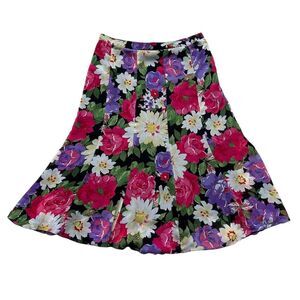 Kim Rogers Women's Floral A-Line Midi Skirt Multicolor Size M